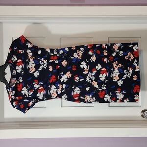 Banana Republic red white and blue floral sheath dress size 0